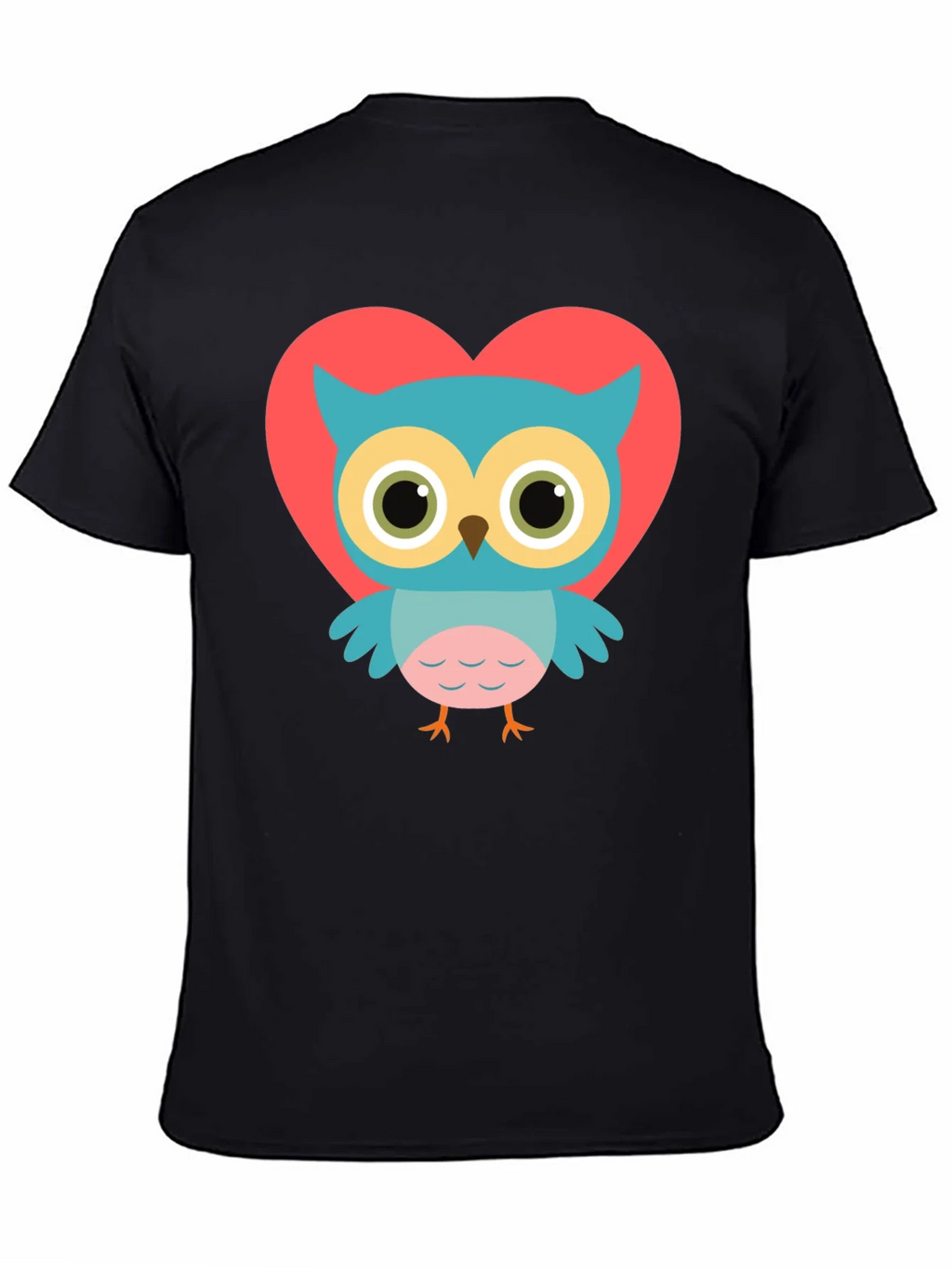 Cute Owl Heart Graphic Black T-Shirt product image 2