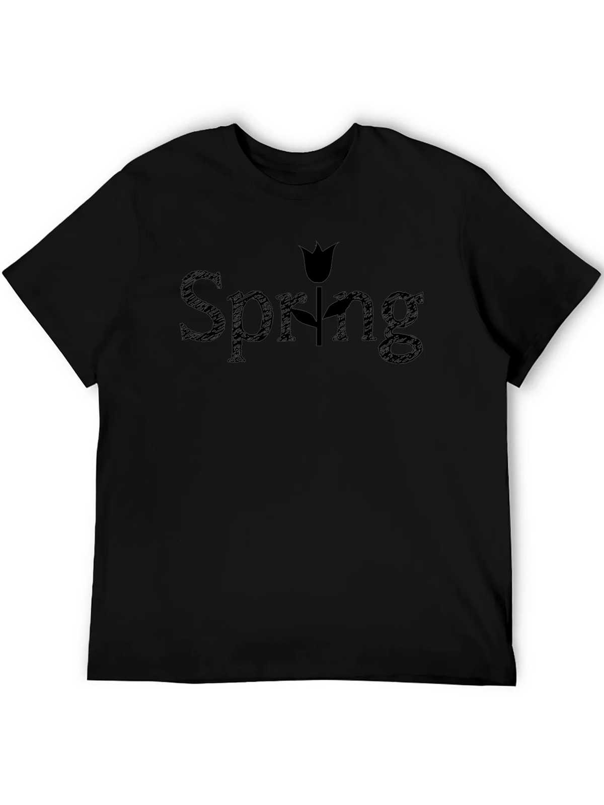 Spring Tulip Graphic Black T-Shirt product image 5
