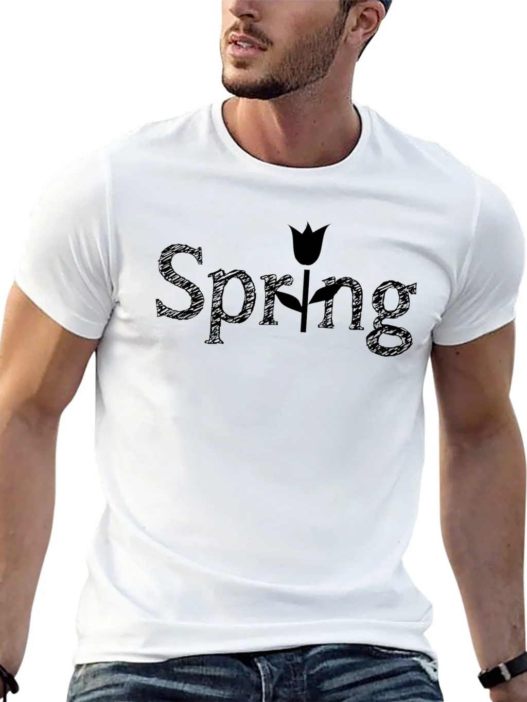 Spring Tulip Graphic Black T-Shirt product image 10