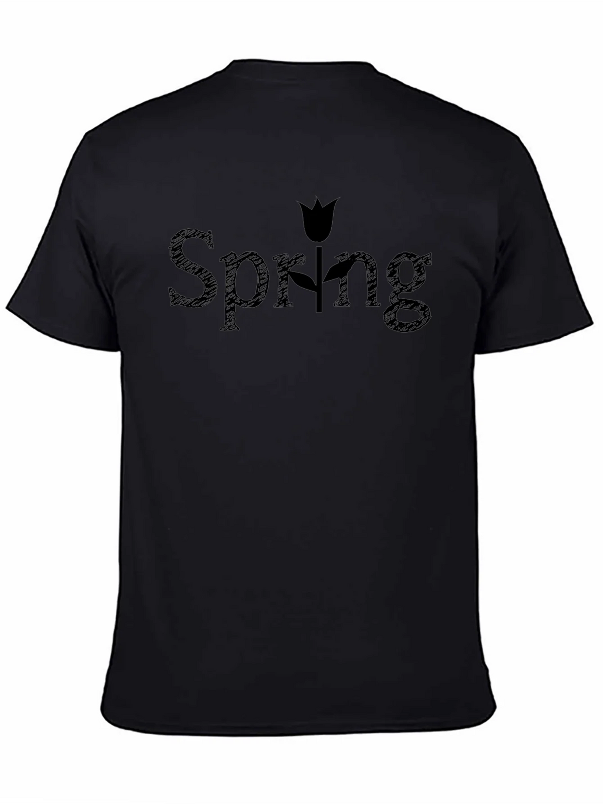 Spring Tulip Graphic Black T-Shirt product image 4