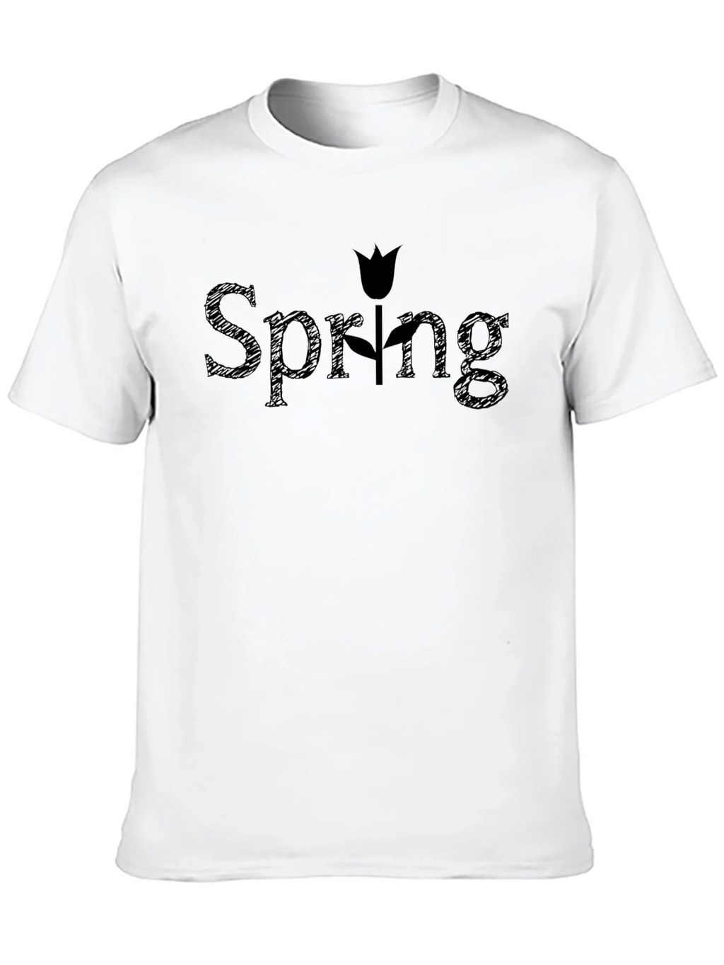 Spring Tulip Graphic Black T-Shirt product image 7