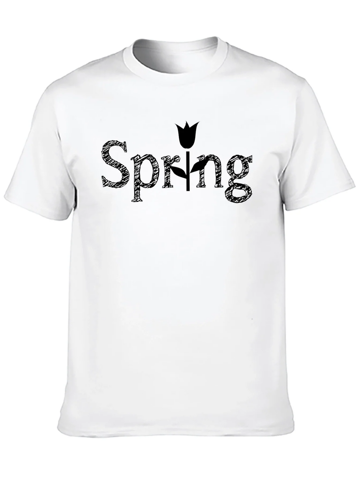 Spring Tulip Graphic Black T-Shirt product image 7