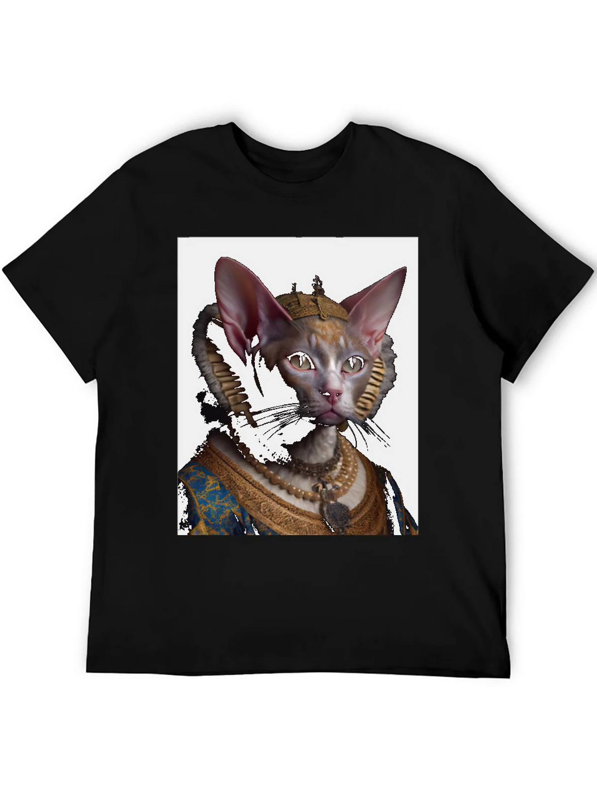 Regal Cat Portrait Black T-Shirt product image 5