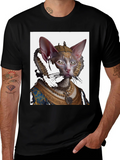 Regal Cat Portrait Black T-Shirt product image 1