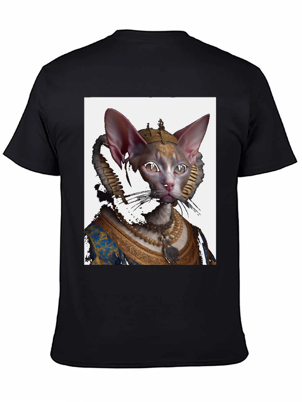 Regal Cat Portrait Black T-Shirt product image 4