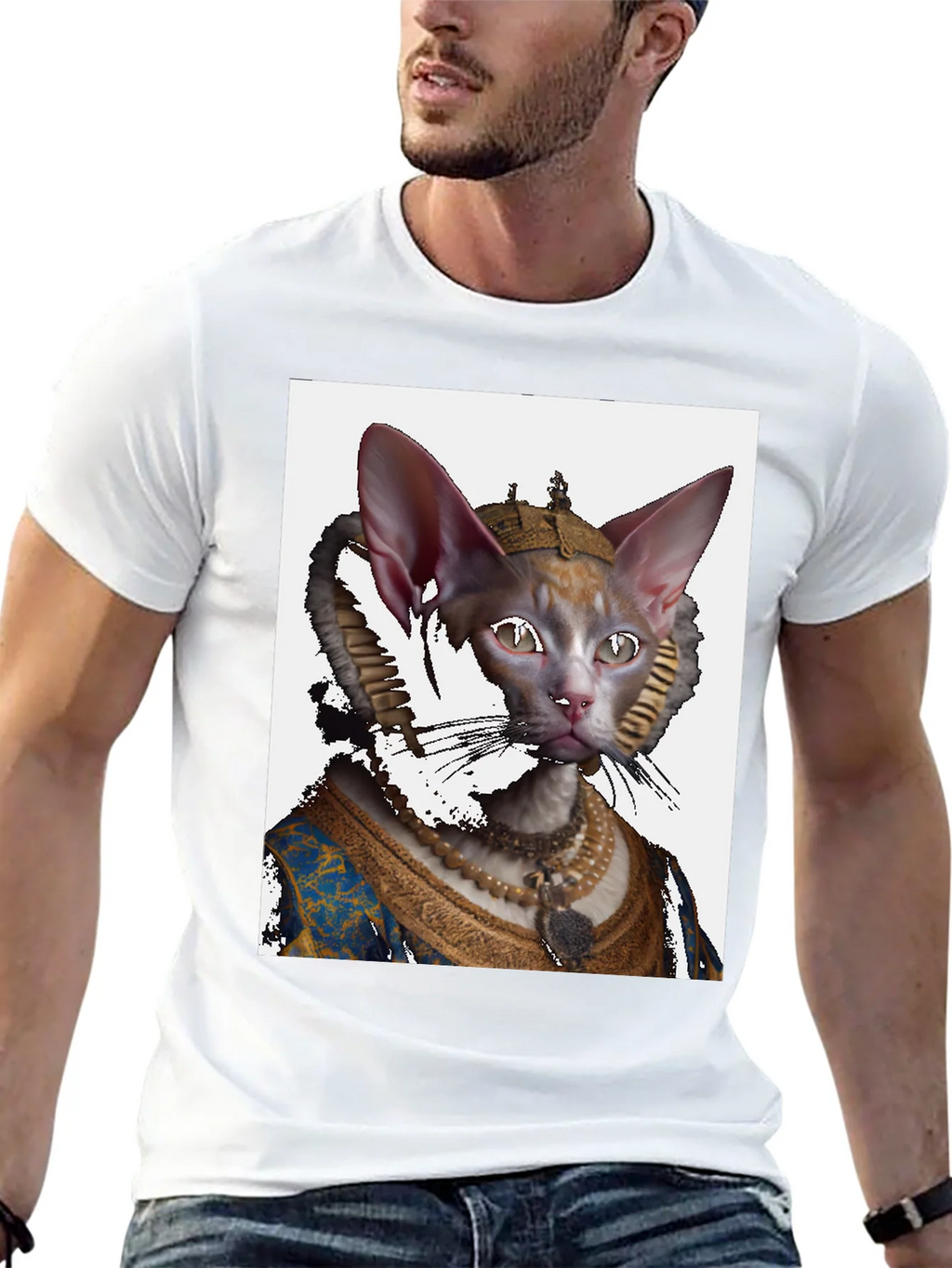 Regal Cat Portrait Black T-Shirt product image 12
