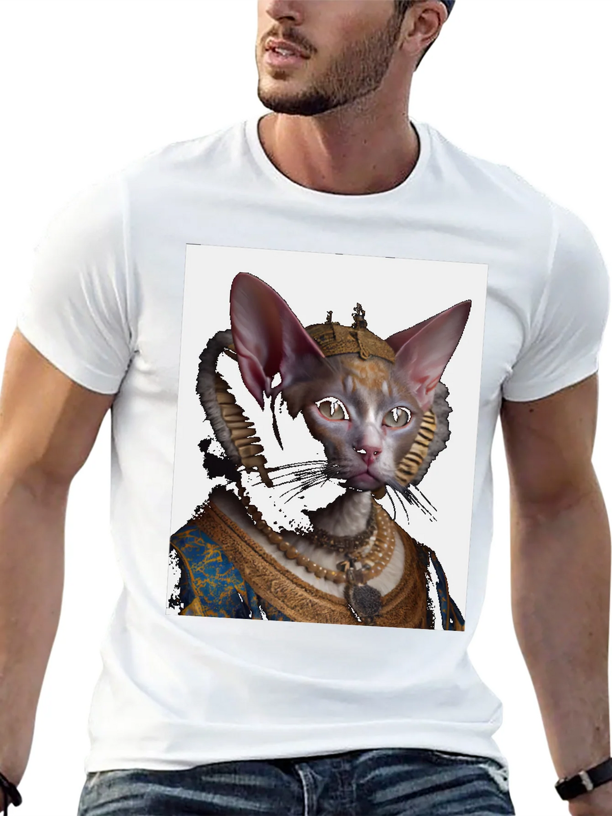 Regal Cat Portrait Black T-Shirt product image 12
