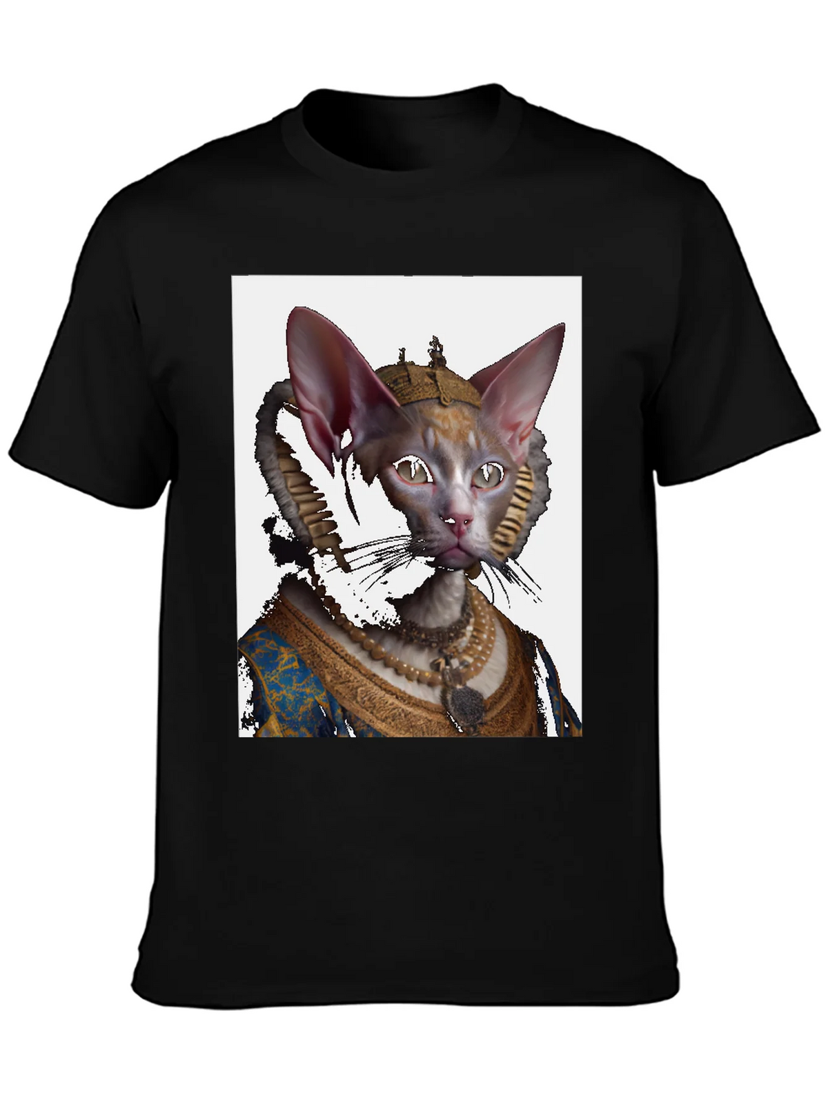Regal Cat Portrait Black T-Shirt product image 3