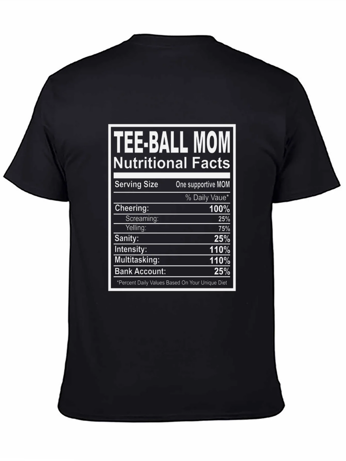 Tee-Ball Mom Nutritional Facts Graphic Tee product image 4