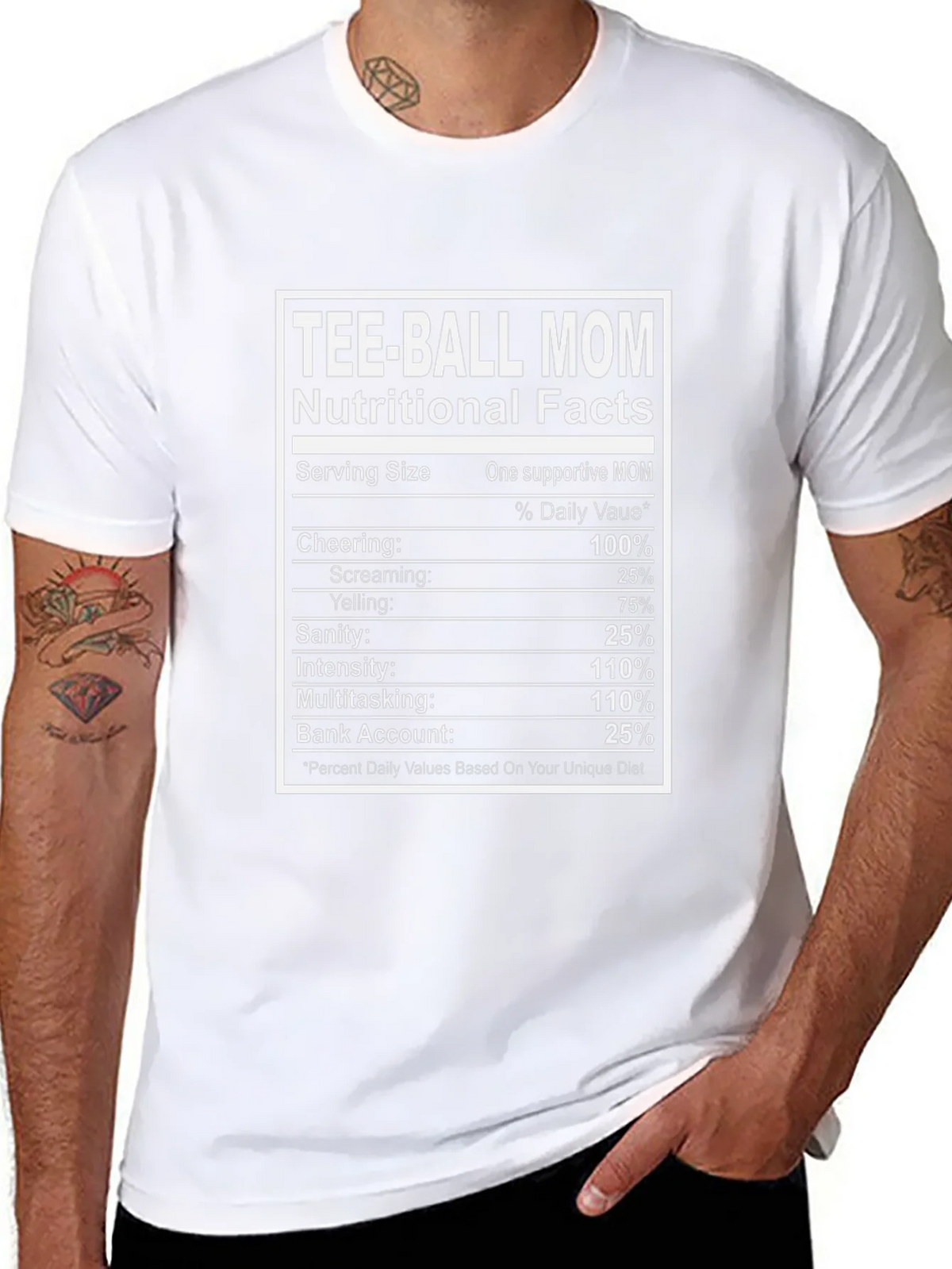 Tee-Ball Mom Nutritional Facts Graphic Tee product image 7