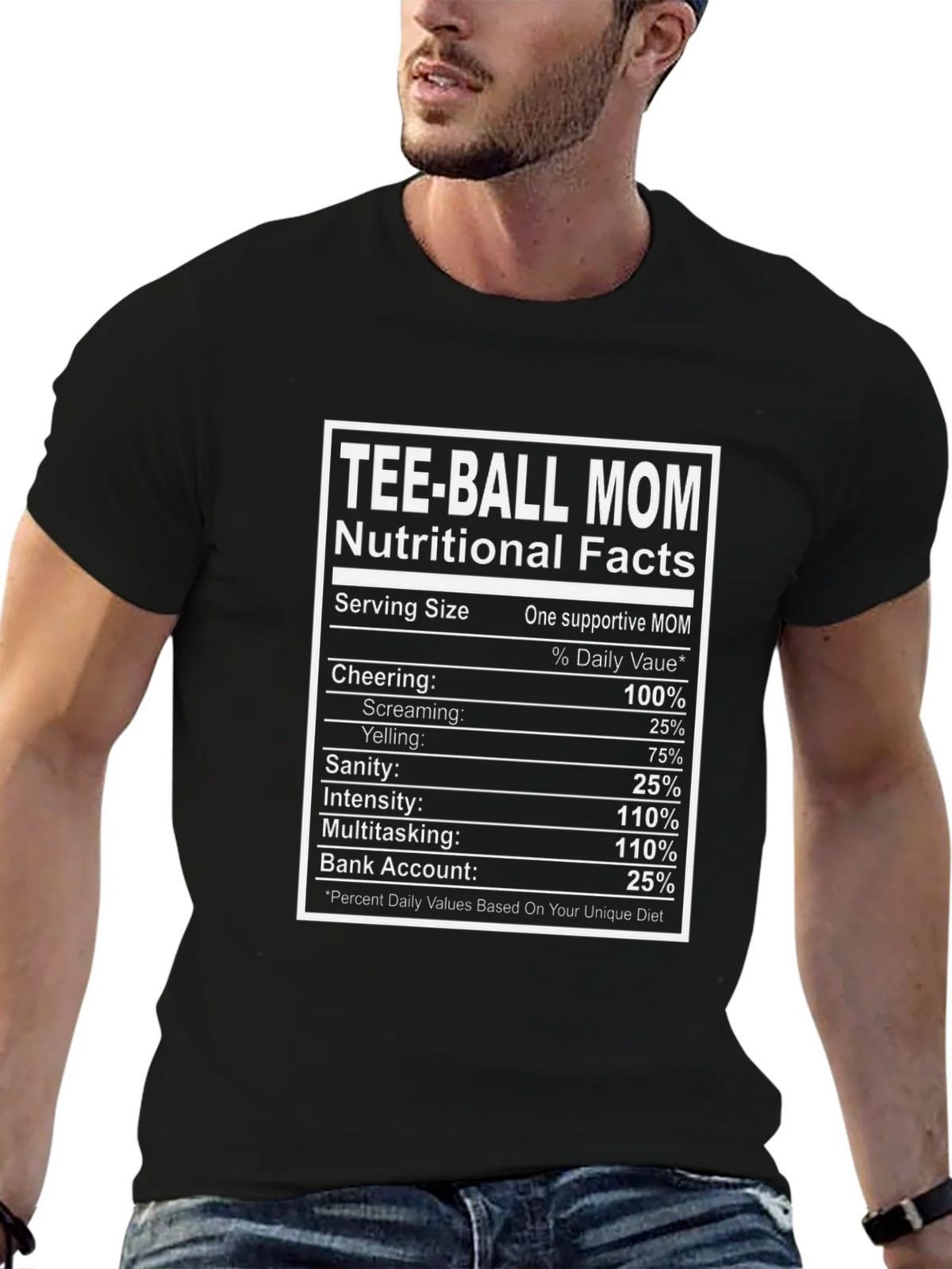 Tee-Ball Mom Nutritional Facts Graphic Tee product image 6