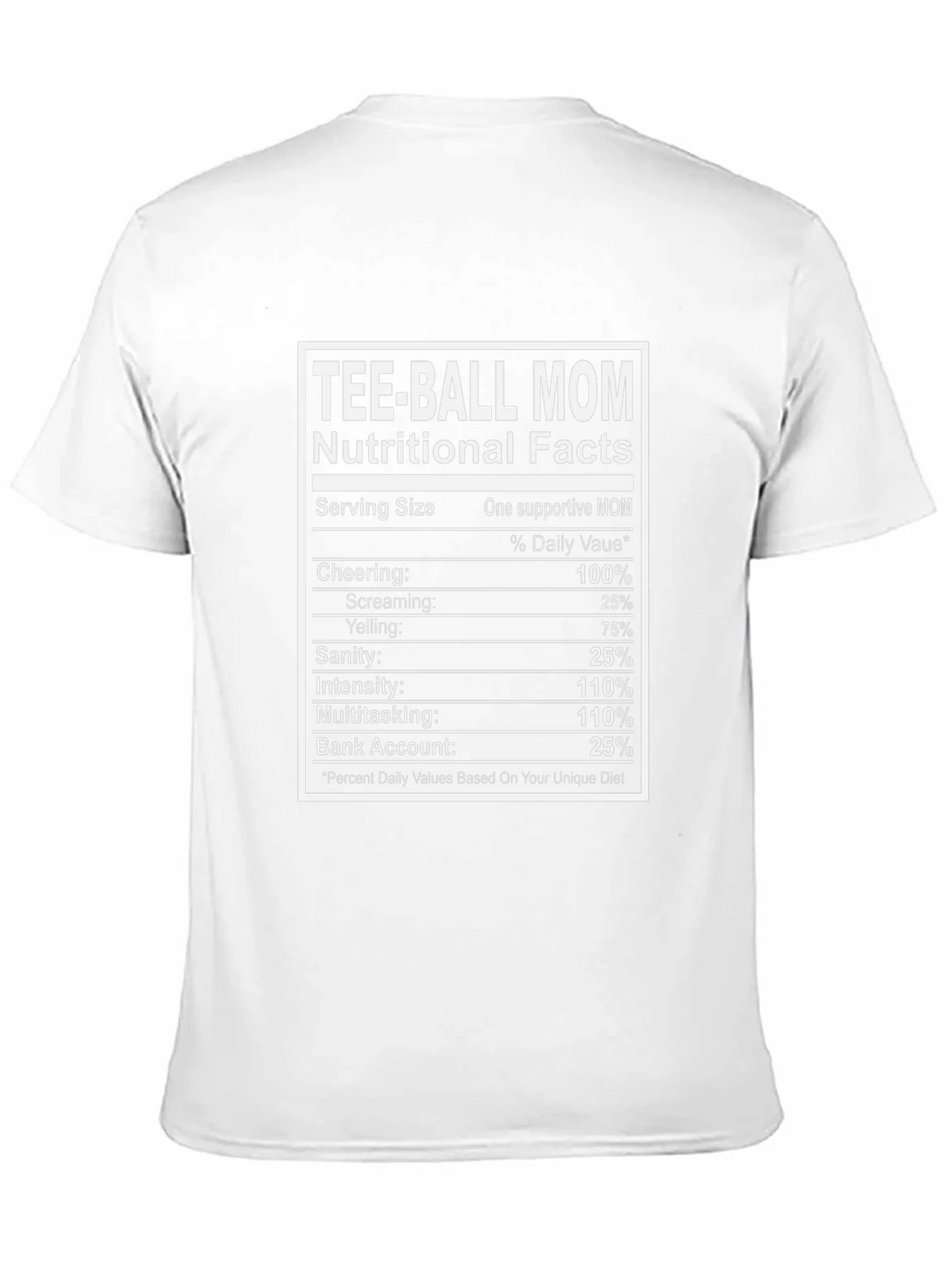Tee-Ball Mom Nutritional Facts Graphic Tee product image 10