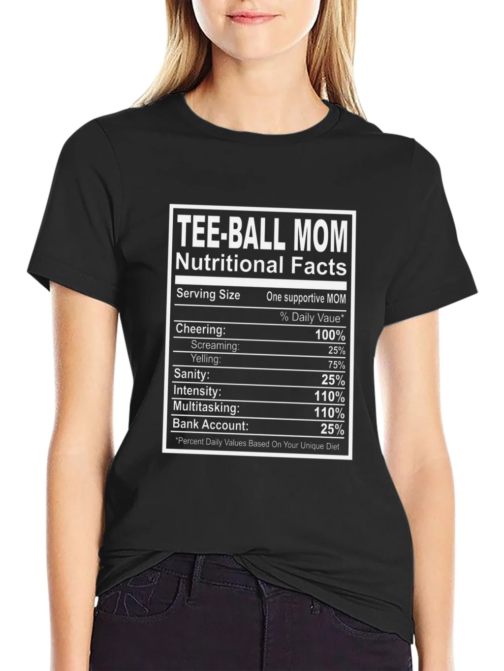 Tee-Ball Mom Nutritional Facts Graphic Tee product image 2