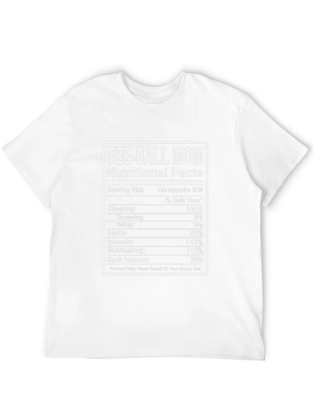 Tee-Ball Mom Nutritional Facts Graphic Tee product image 11