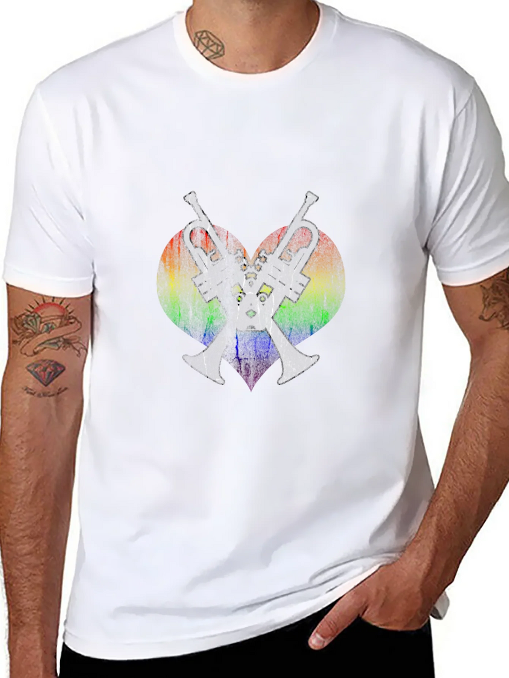 Rainbow Heart Trumpet T-Shirt product image 7