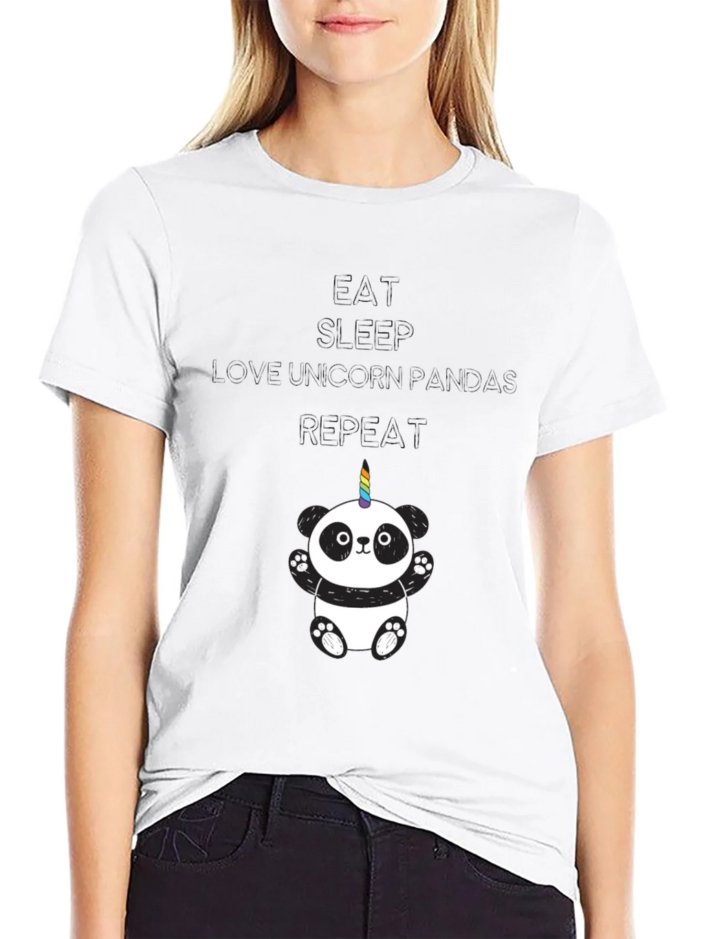 Unicorn Panda Black T-Shirt product image 8