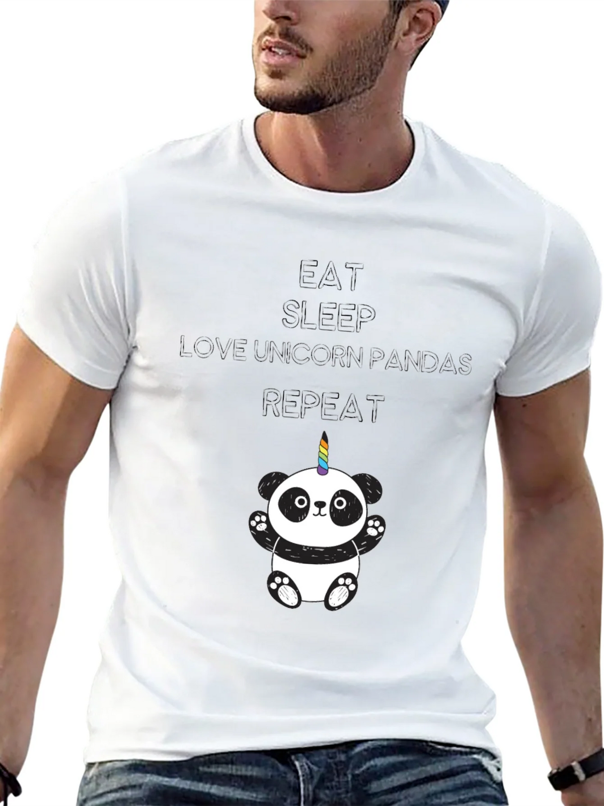Unicorn Panda Black T-Shirt product image 12