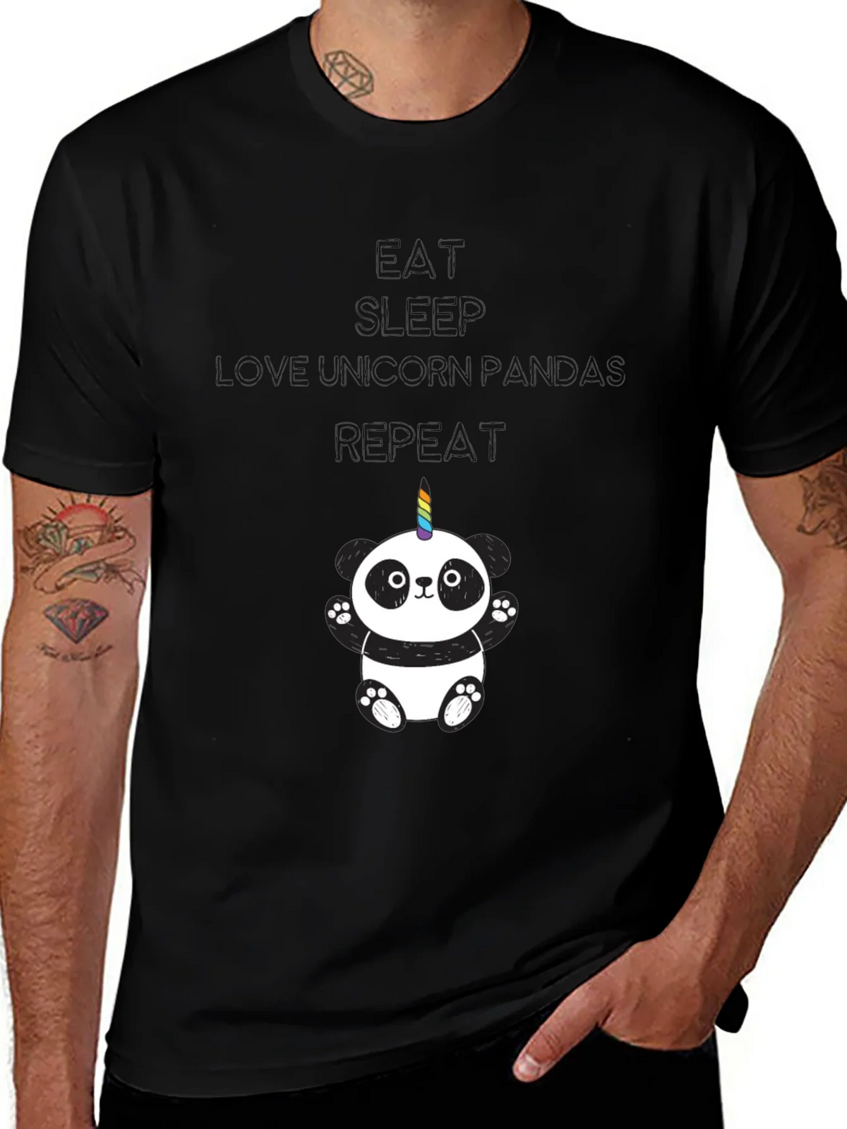Unicorn Panda Black T-Shirt product image 1