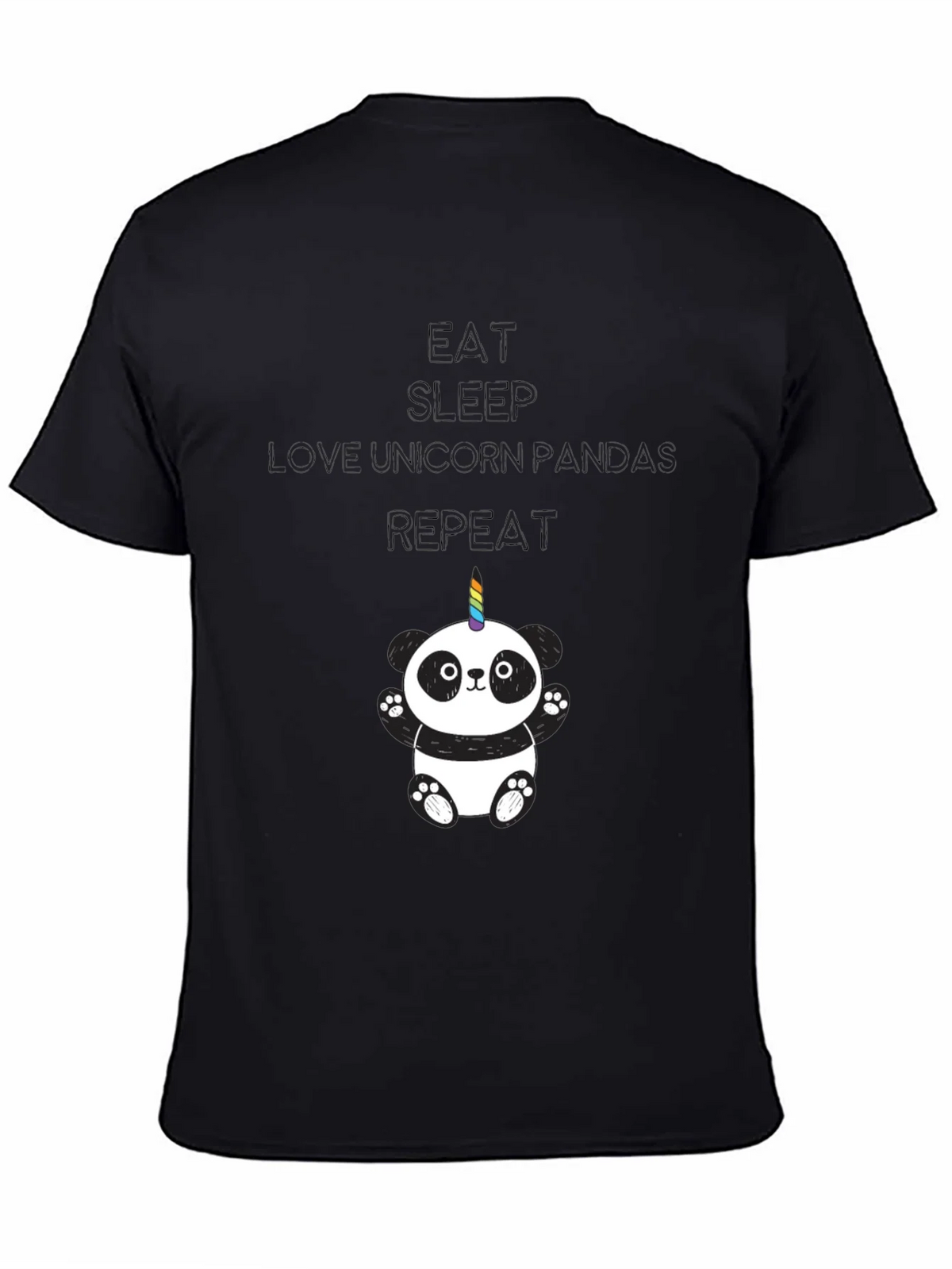 Unicorn Panda Black T-Shirt product image 4