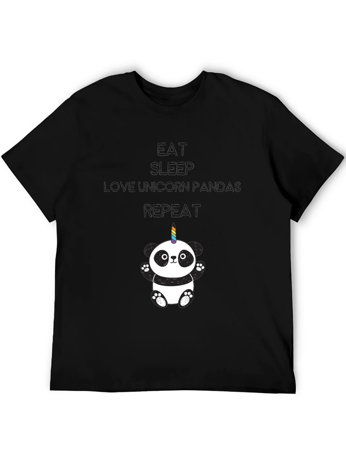 Unicorn Panda Black T-Shirt product image 5