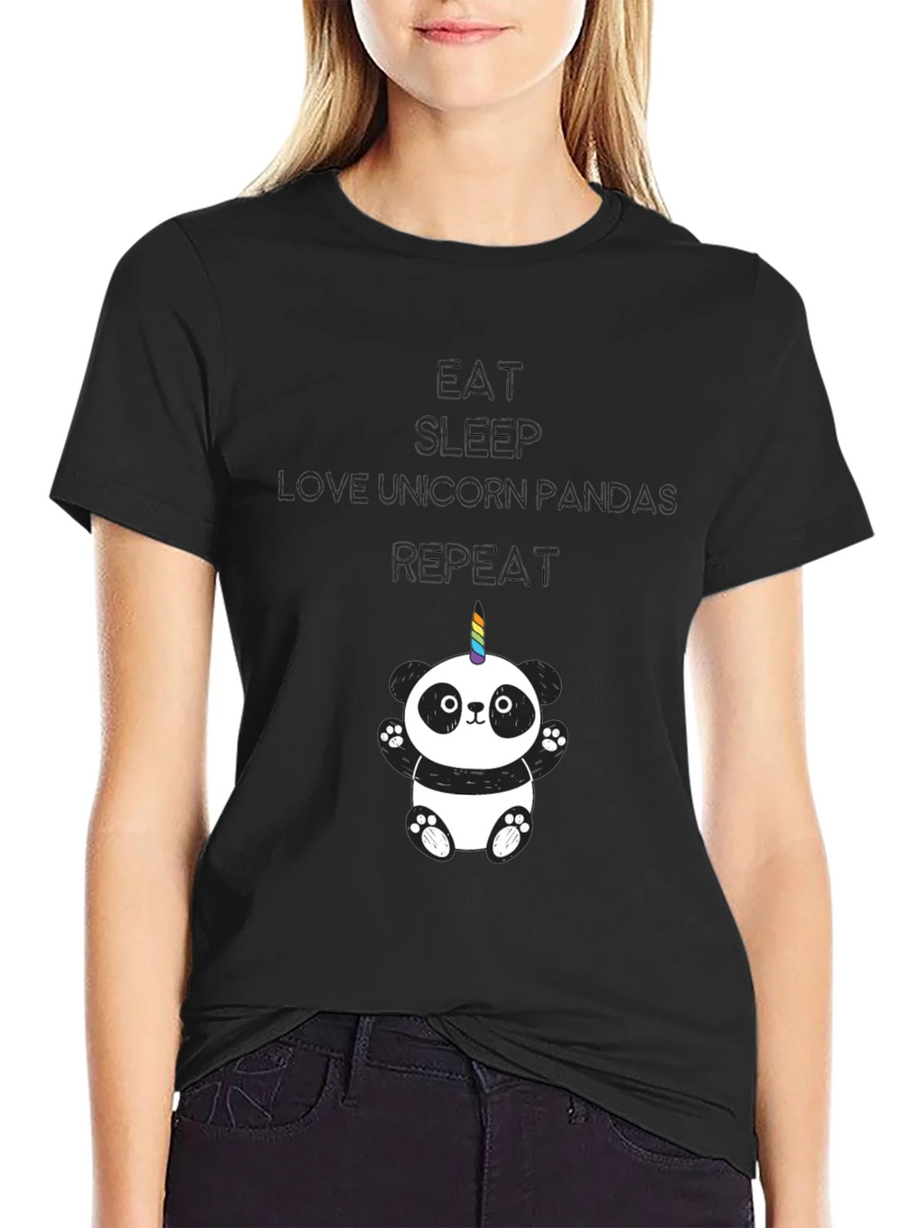 Unicorn Panda Black T-Shirt product image 2