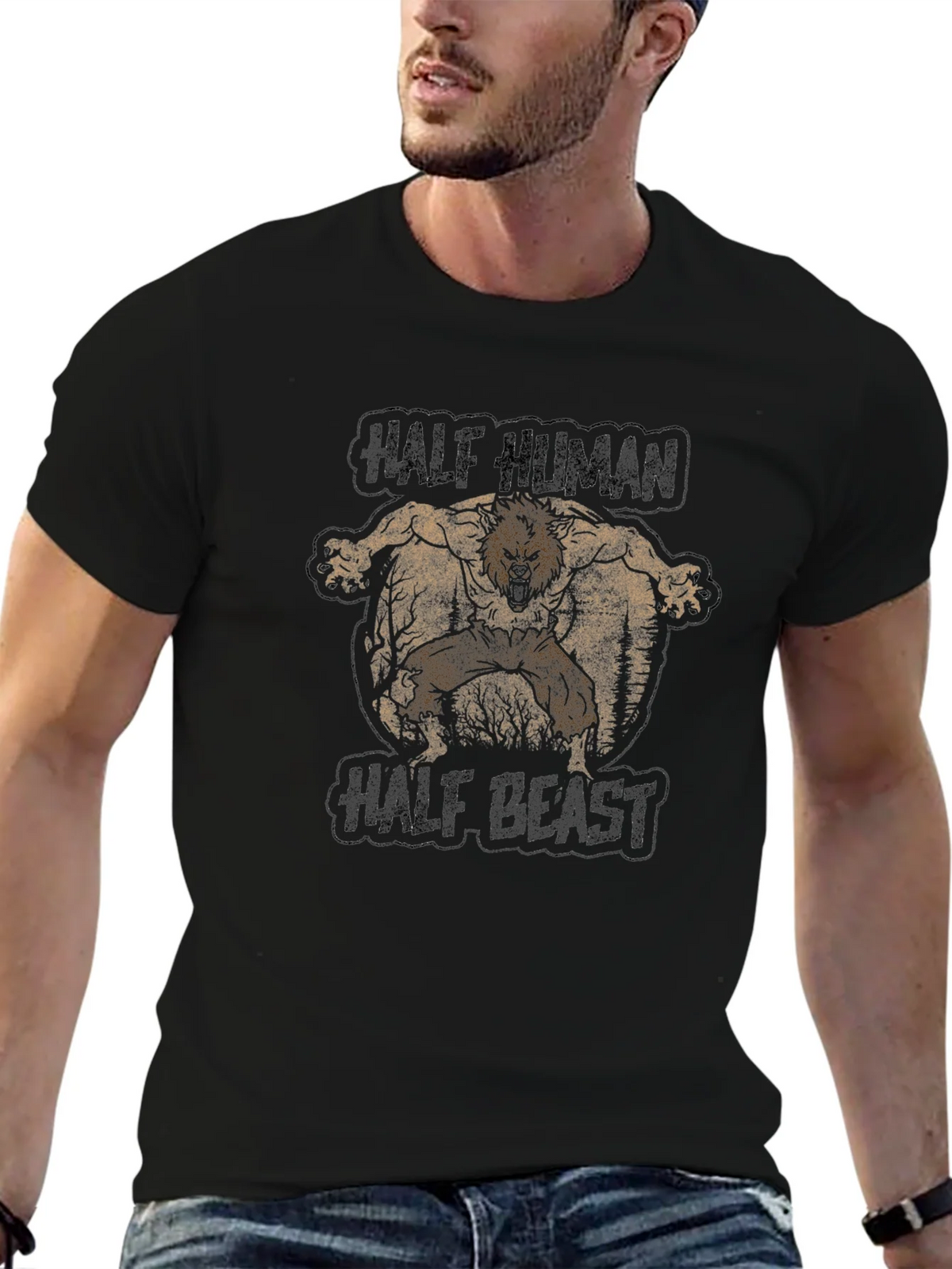 Half Human Beast Graphic T-Shirt product image 5