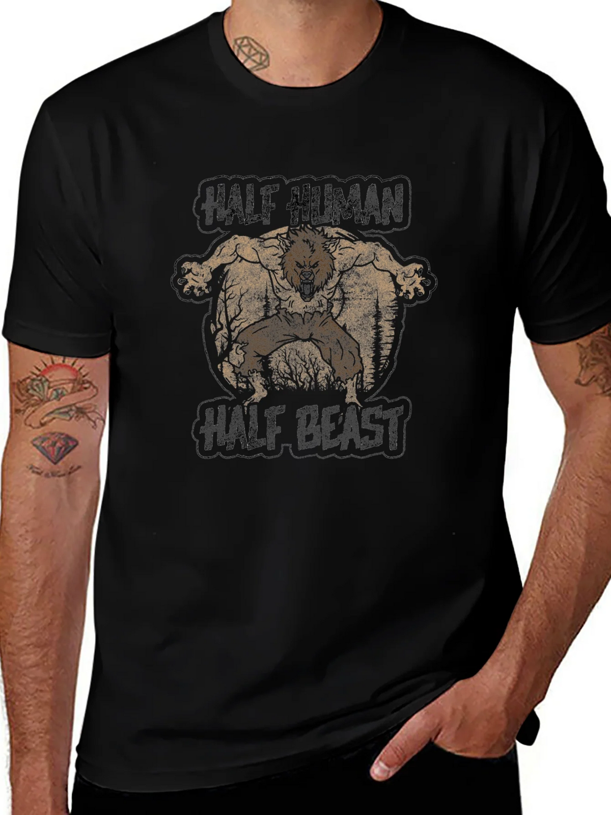 Half Human Beast Graphic T-Shirt product image 1