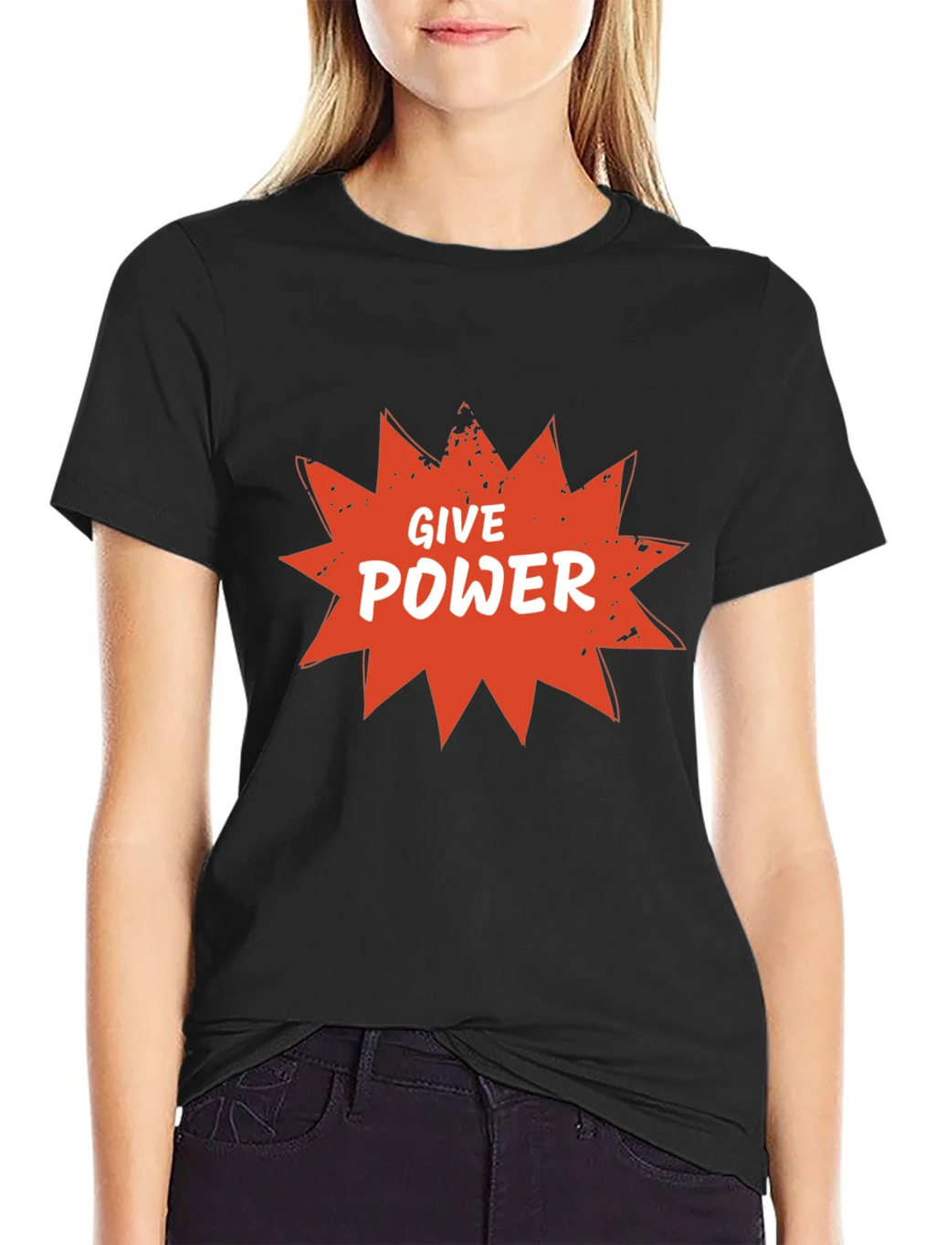 Give Power Graphic Tee - Black Cotton Blend product image 2