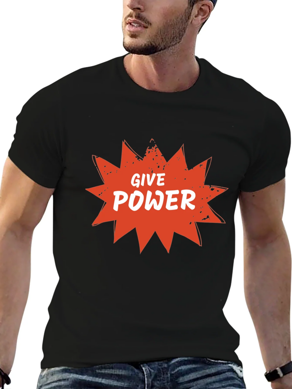 Give Power Graphic Tee - Black Cotton Blend product image 6
