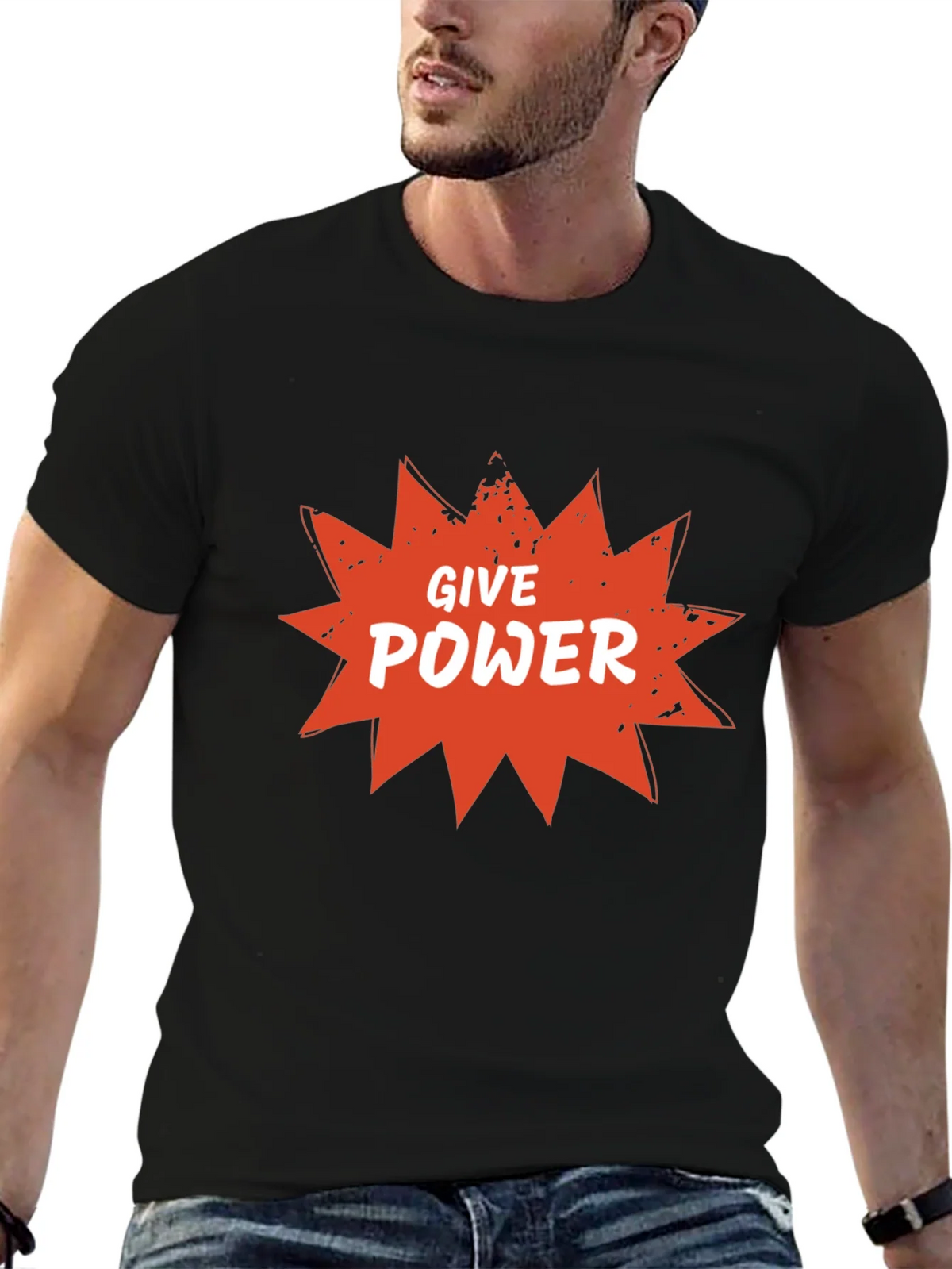Give Power Graphic Tee - Black Cotton Blend product image 6