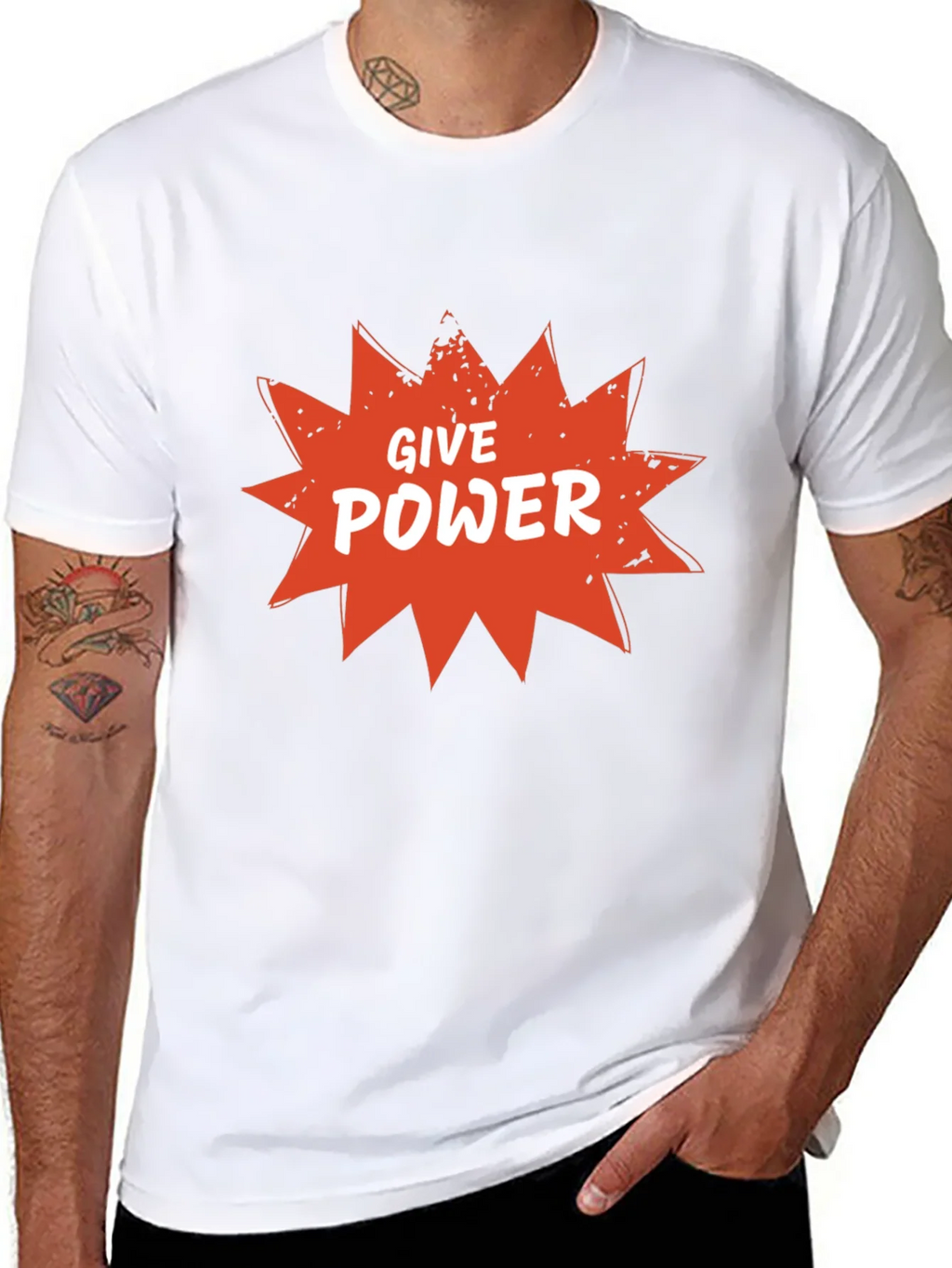 Give Power Graphic Tee - Black Cotton Blend product image 7