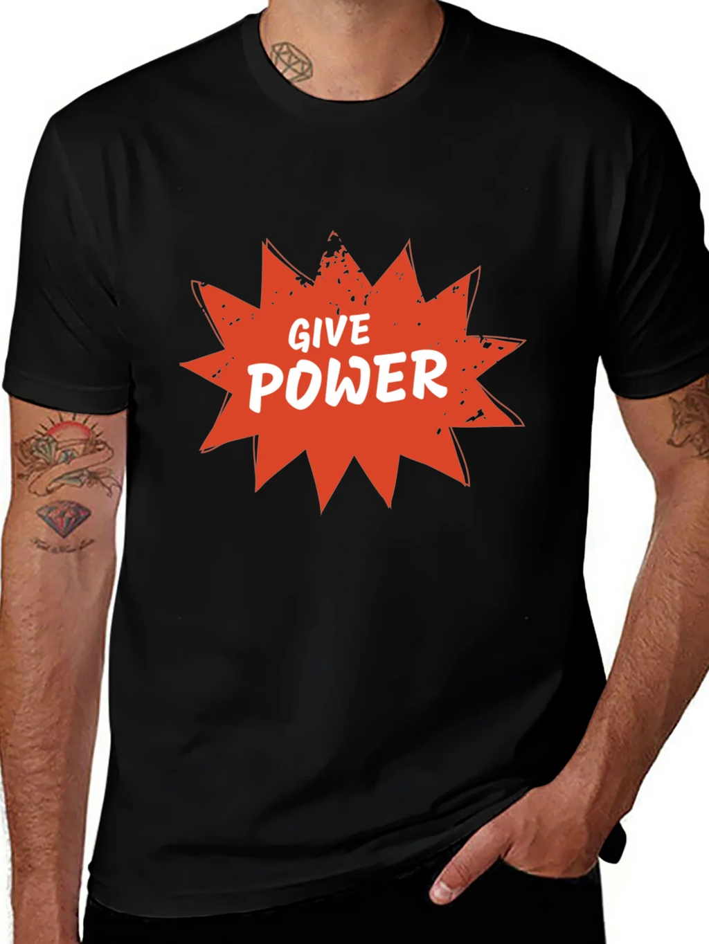 Give Power Graphic Tee - Black Cotton Blend product image 1