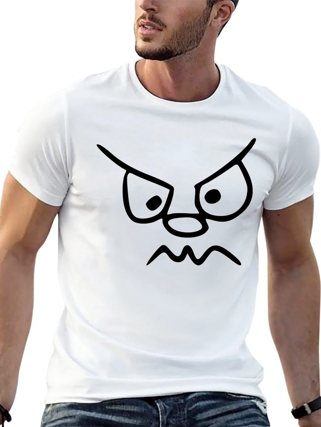 Grumpy Face Graphic Tee - Black Cotton T-Shirt product image 12