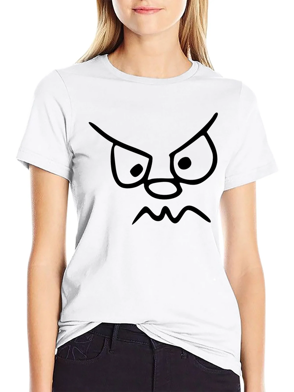 Grumpy Face Graphic Tee - Black Cotton T-Shirt product image 8
