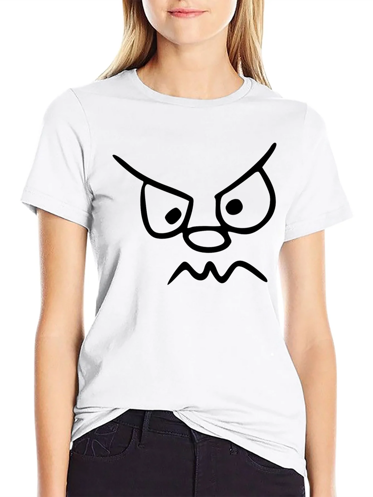 Grumpy Face Graphic Tee - Black Cotton T-Shirt product image 8