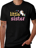 Little Sister Unicorn Graphic Tee - Cute Black Shirt product image 1