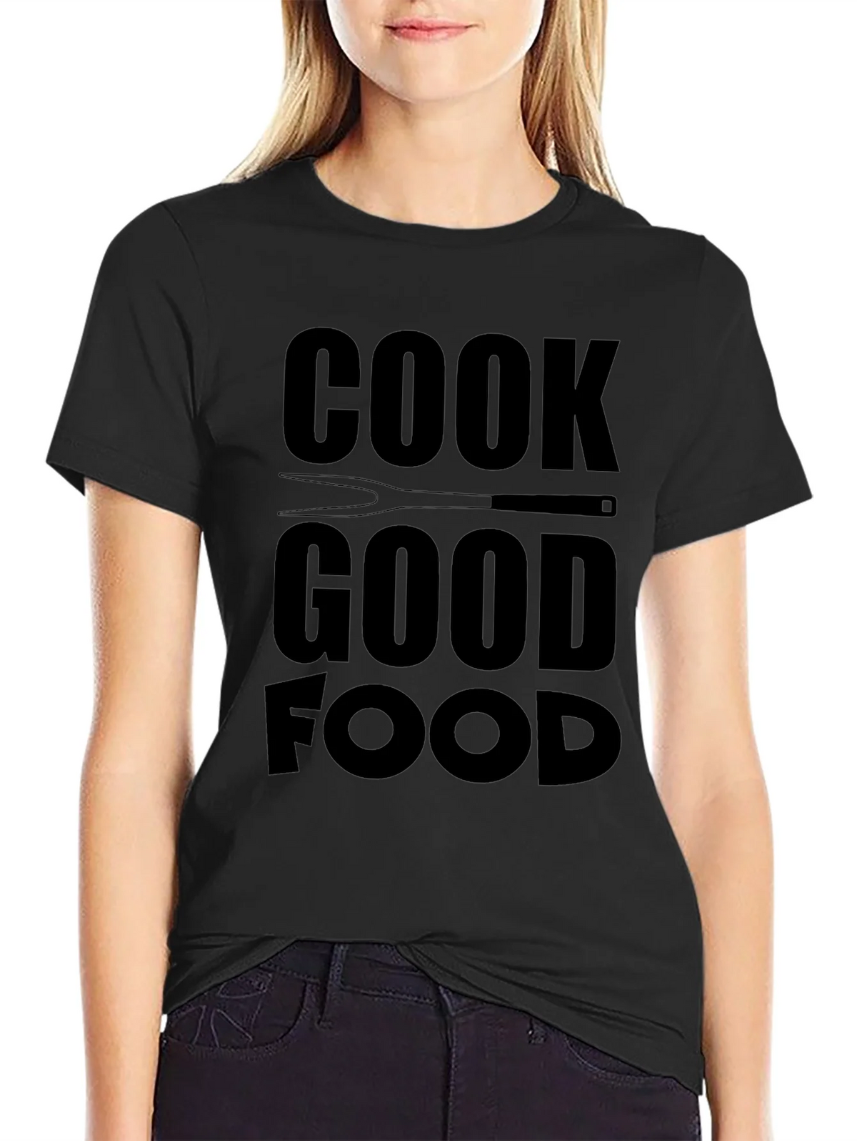 Cook Good Food Graphic Tee - Black Casual T-Shirt product image 2