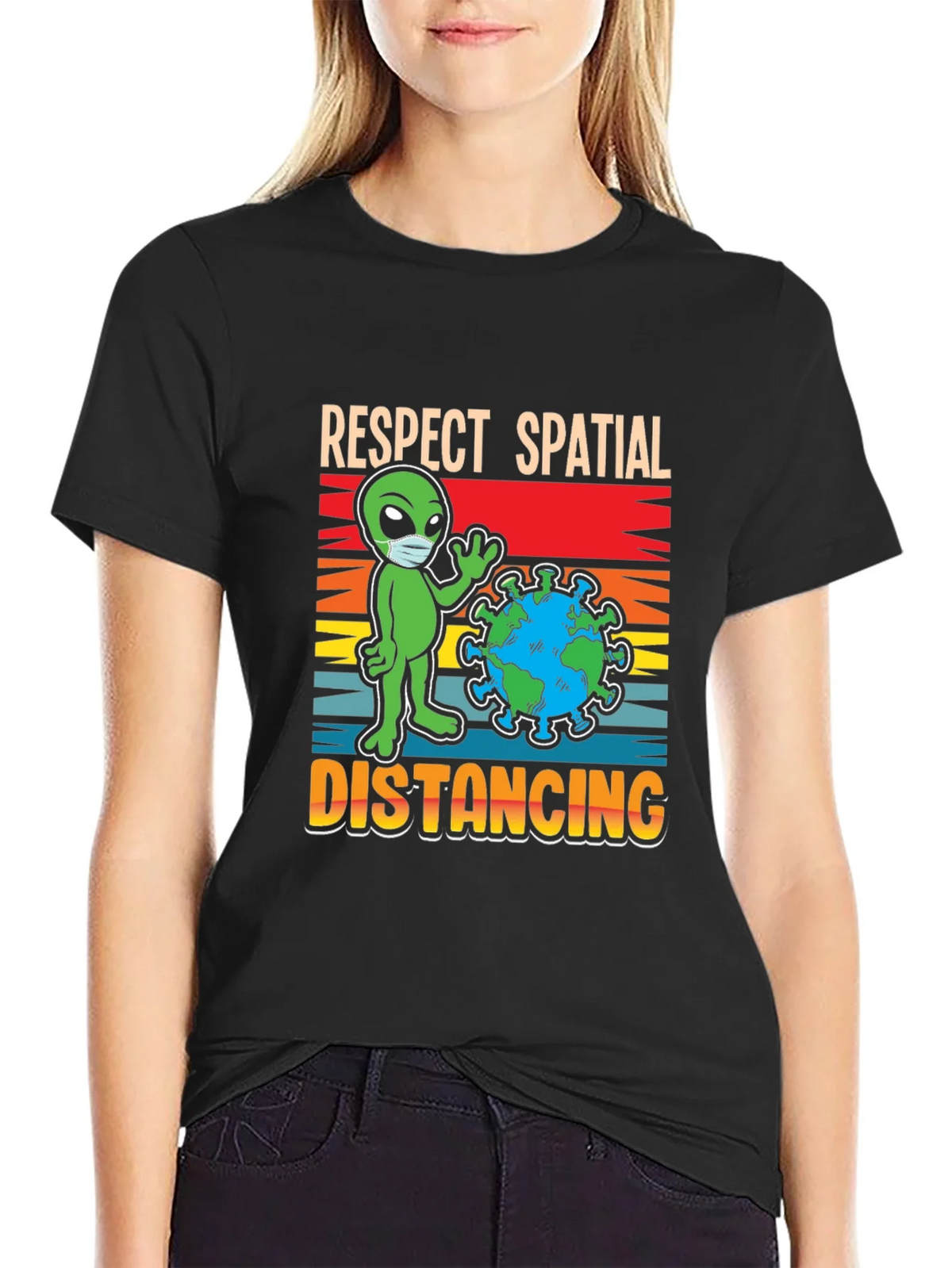 Respect Spatial Distancing T-Shirt Alien Earth Graphic Tee product image 2