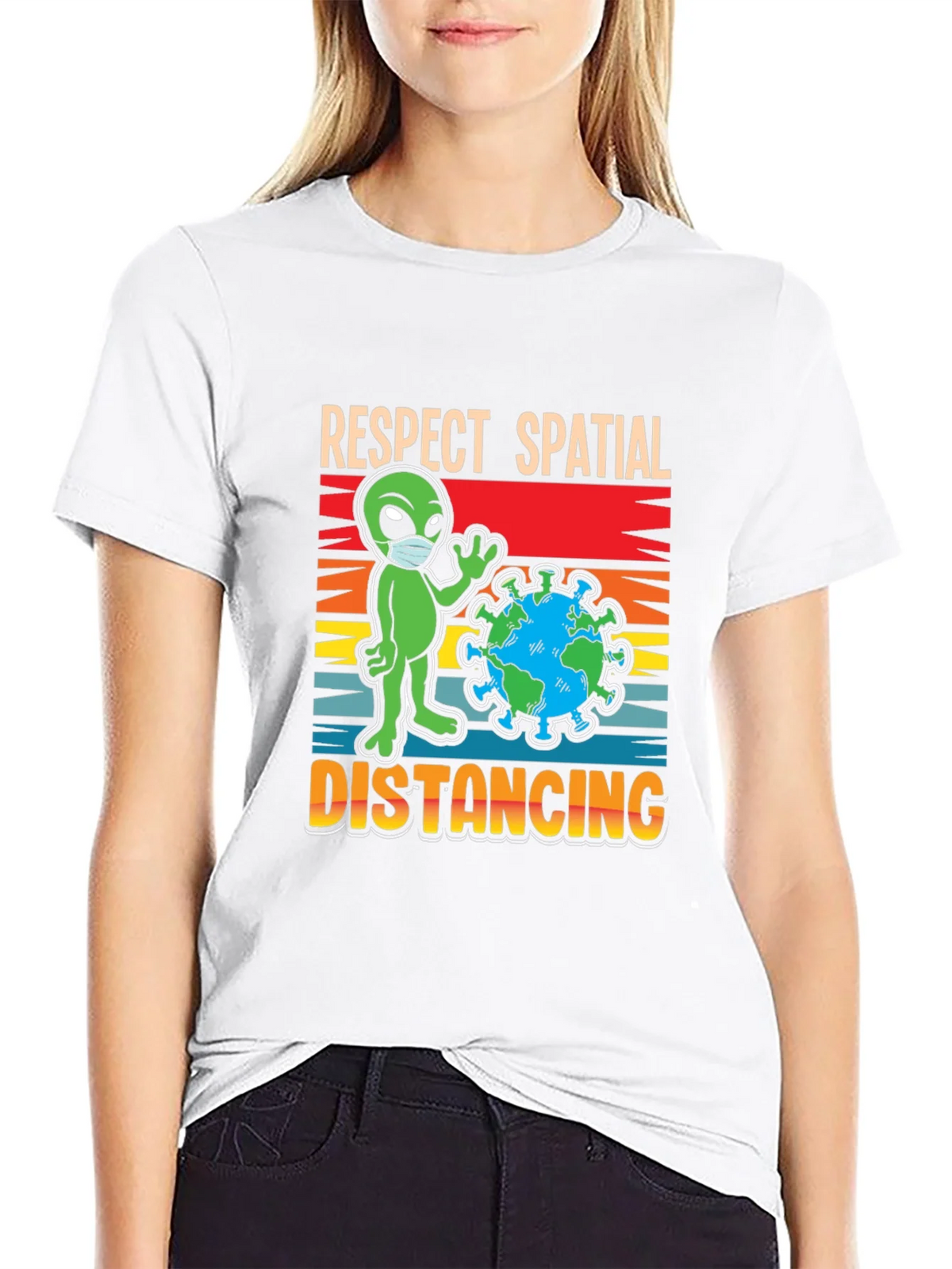 Respect Spatial Distancing T-Shirt Alien Earth Graphic Tee product image 8
