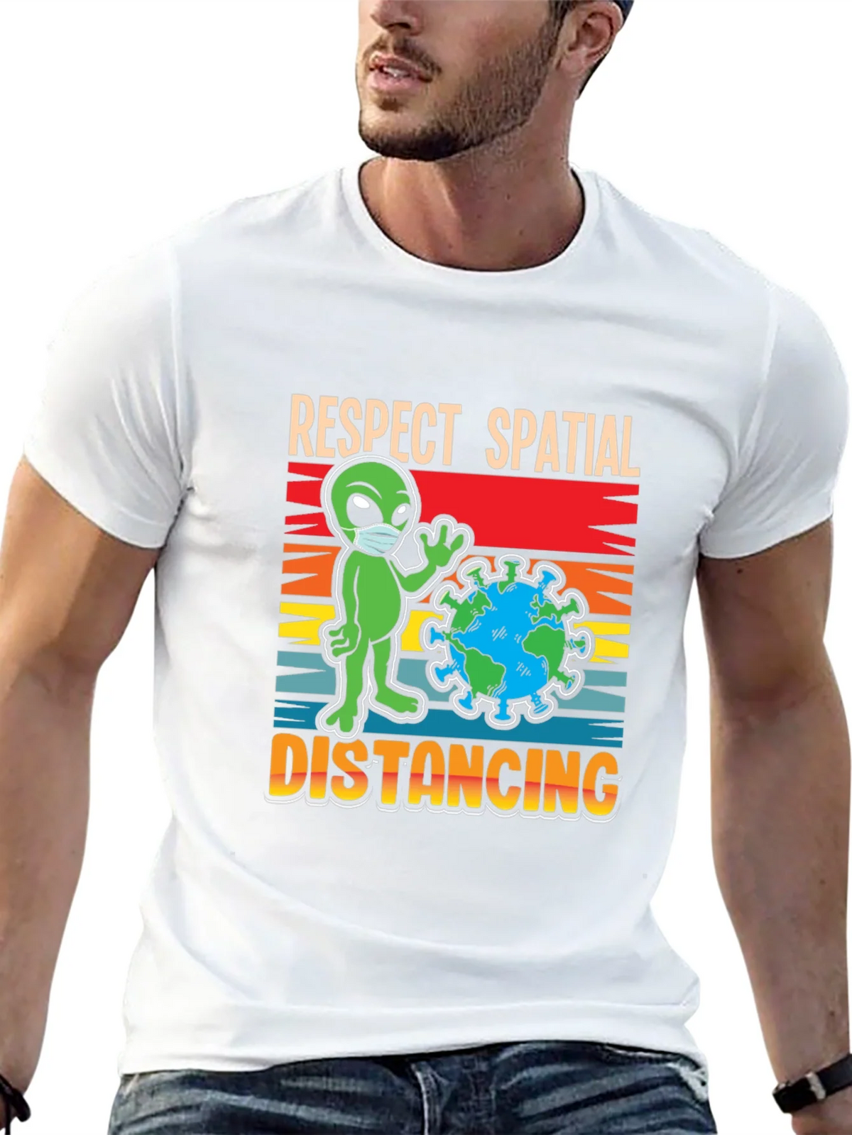 Respect Spatial Distancing T-Shirt Alien Earth Graphic Tee product image 12