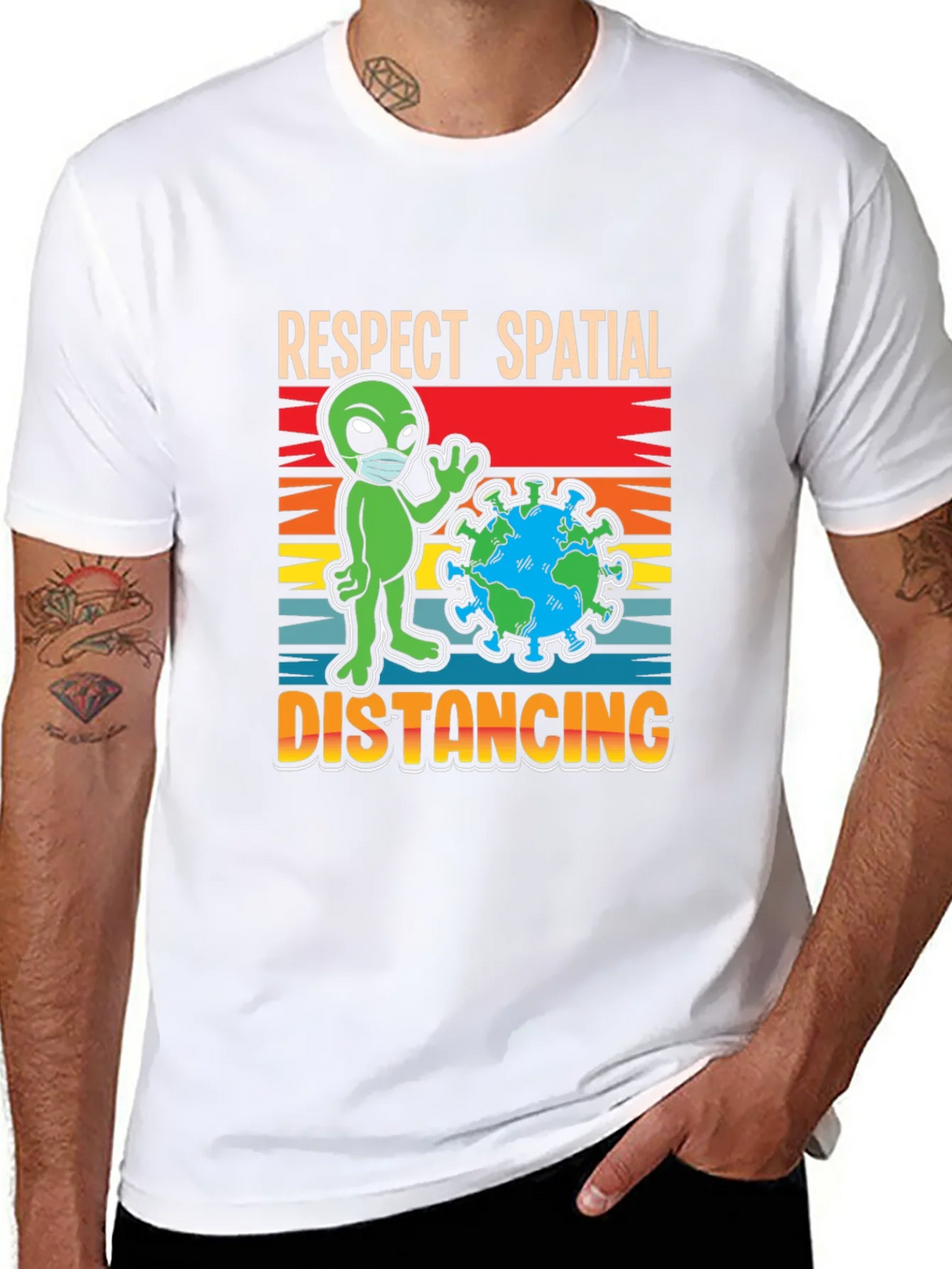 Respect Spatial Distancing T-Shirt Alien Earth Graphic Tee product image 7