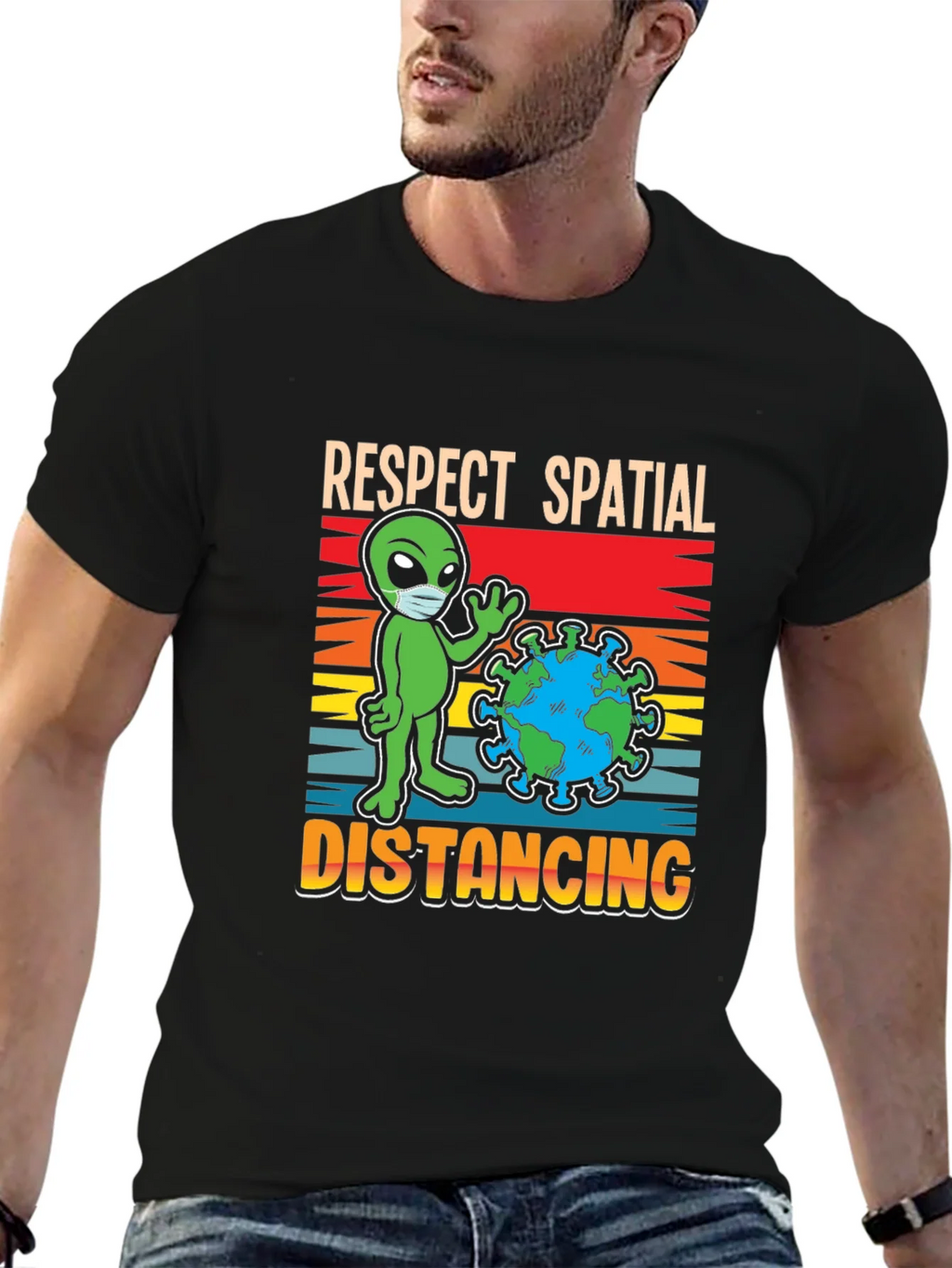 Respect Spatial Distancing T-Shirt Alien Earth Graphic Tee product image 6