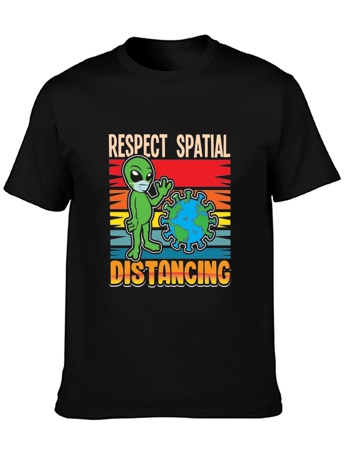 Respect Spatial Distancing T-Shirt Alien Earth Graphic Tee product image 3