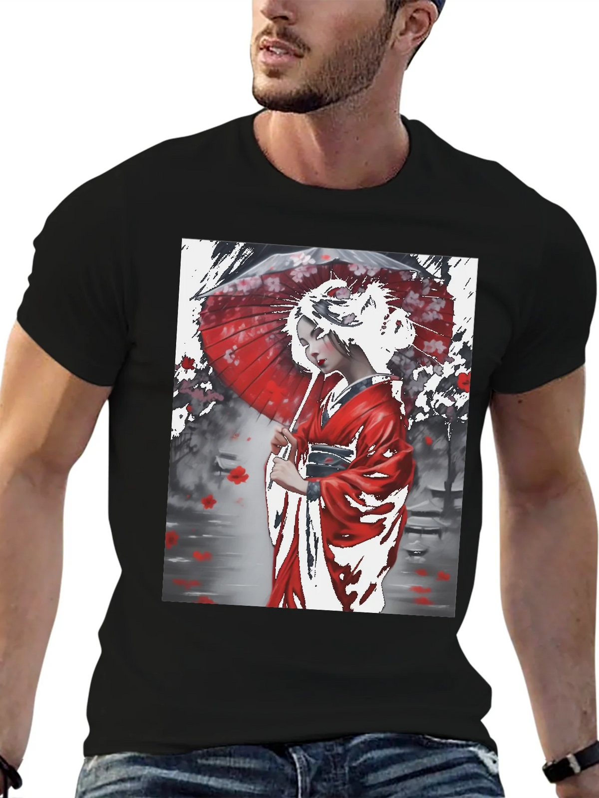Japanese Geisha Art Graphic Tee product image 6