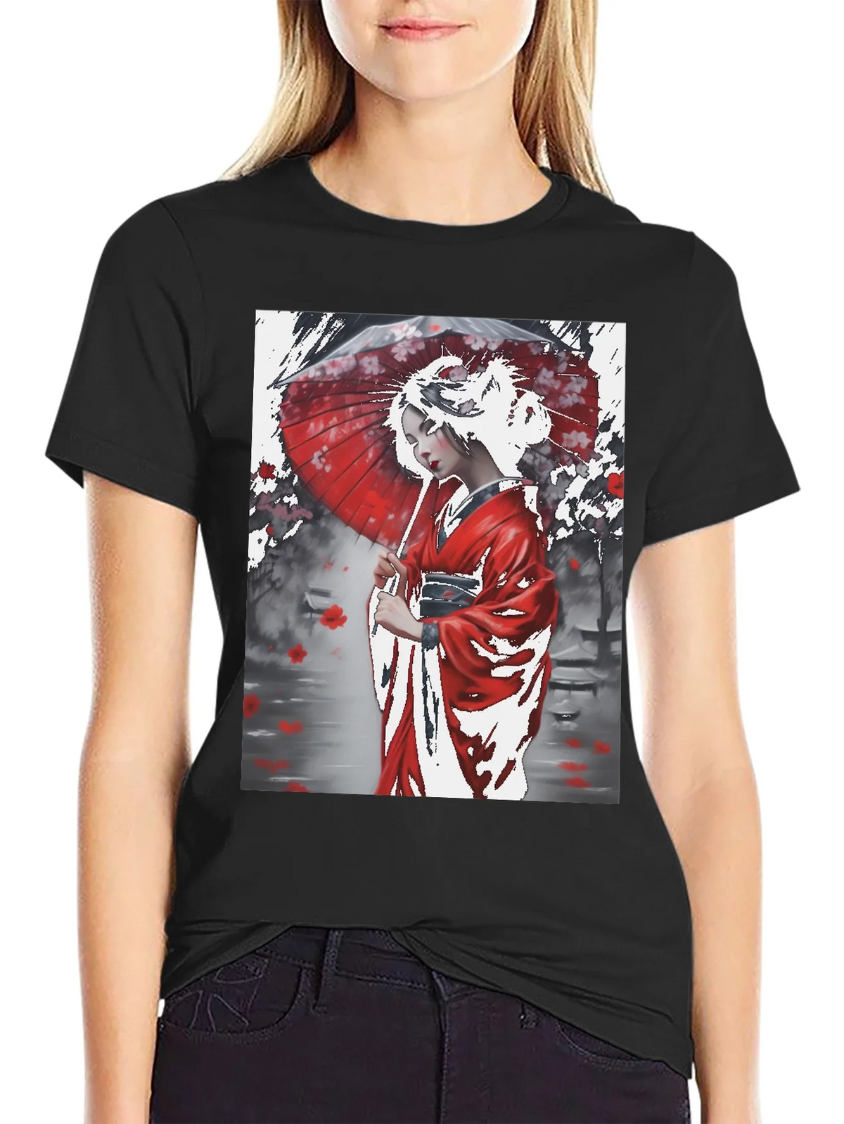 Japanese Geisha Art Graphic Tee product image 2