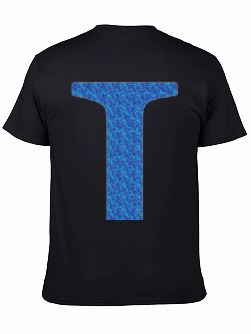 Abstract Blue Letter T Graphic Black T-Shirt product image 2