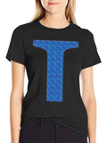Abstract Blue Letter T Graphic Black T-Shirt product image 1