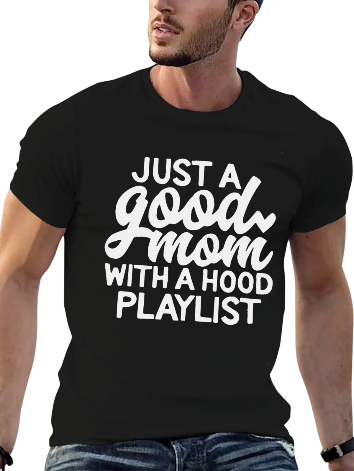 Good Mom Hood Playlist Black Graphic T-Shirt product image 5
