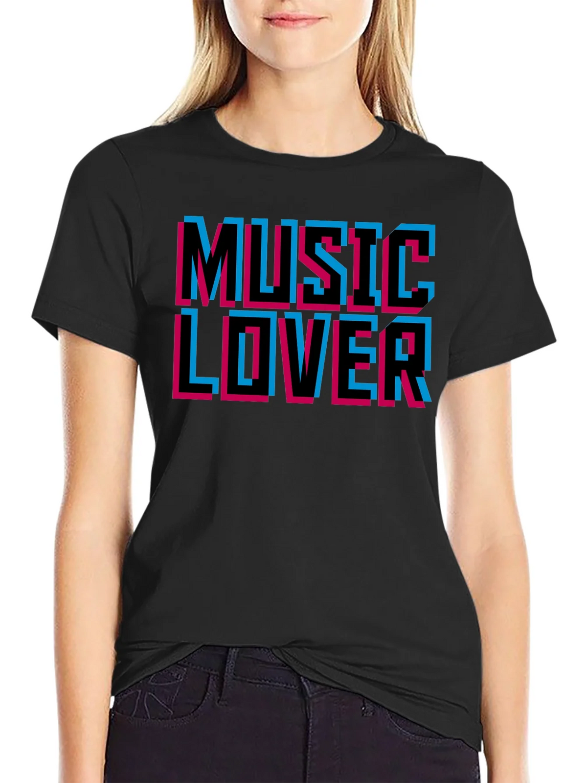 Music Lover Black Graphic T-Shirt product image 2