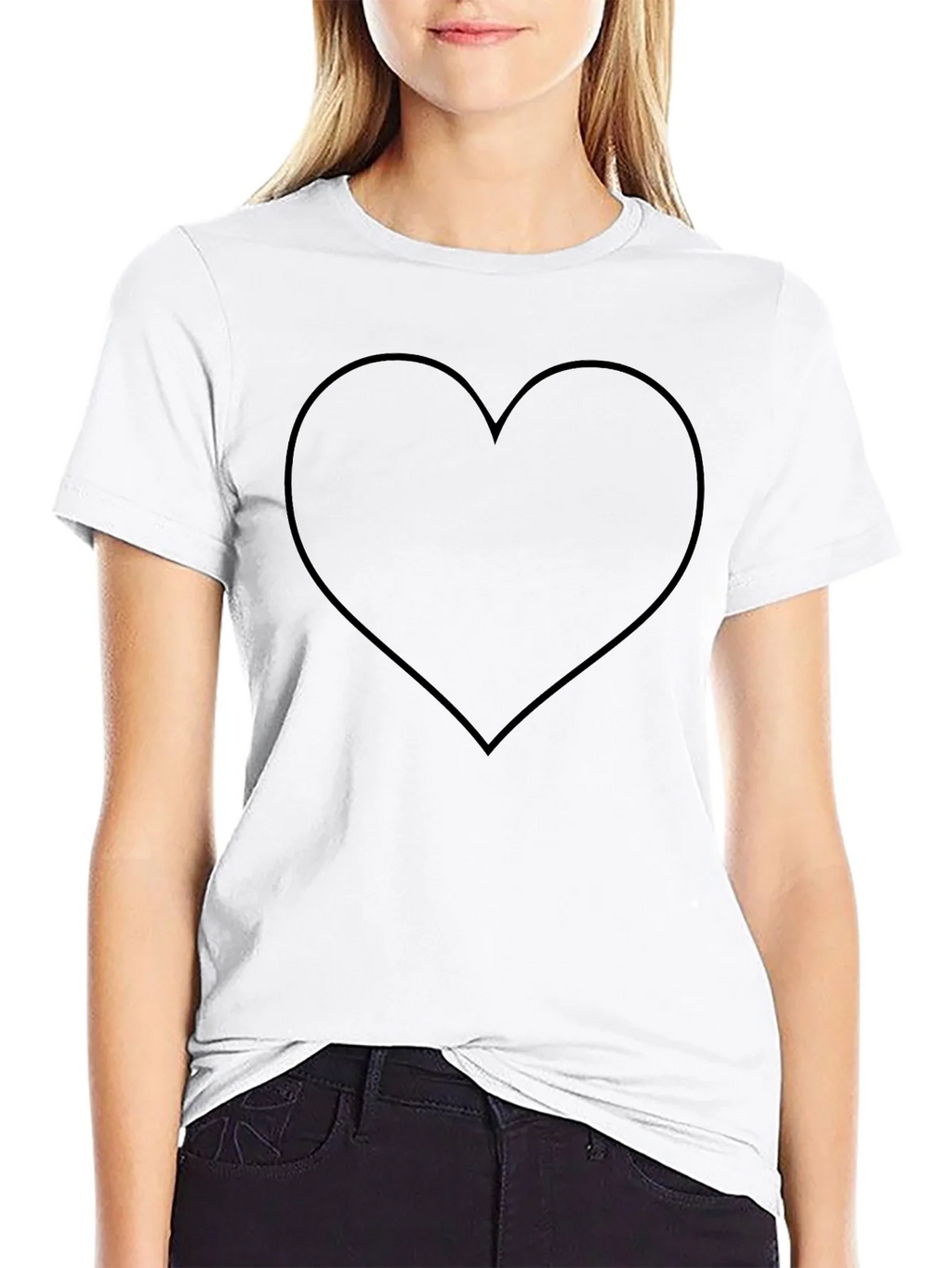 Heart Outline Black T-Shirt product image 4